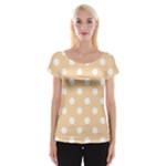 Polka Dots - White on Sunset Orange Women s Cap Sleeve Top