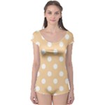 Polka Dots - White on Sunset Orange Boyleg Leotard (Ladies)