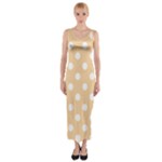 Polka Dots - White on Sunset Orange Fitted Maxi Dress
