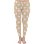 Polka Dots - White on Sunset Orange Winter Leggings