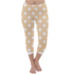 Polka Dots - White on Sunset Orange Capri Winter Leggings