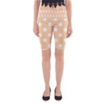 Polka Dots - White on Sunset Orange Yoga Cropped Leggings