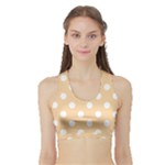 Polka Dots - White on Sunset Orange Women s Sports Bra with Border