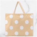 Polka Dots - White on Sunset Orange Zipper Large Tote Bag