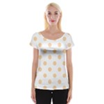 Polka Dots - Sunset Orange on White Women s Cap Sleeve Top