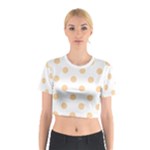 Polka Dots - Sunset Orange on White Cotton Crop Top
