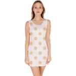 Polka Dots - Sunset Orange on White Bodycon Dress