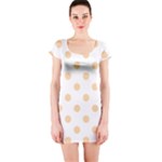 Polka Dots - Sunset Orange on White Short Sleeve Bodycon Dress