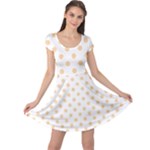 Polka Dots - Sunset Orange on White Cap Sleeve Dress