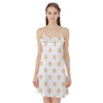 Polka Dots - Sunset Orange on White Satin Night Slip