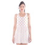 Polka Dots - Sunset Orange on White Scoop Neck Skater Dress