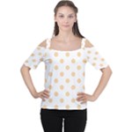 Polka Dots - Sunset Orange on White Women s Cutout Shoulder Tee