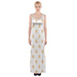 Polka Dots - Sunset Orange on White Maxi Thigh Split Dress
