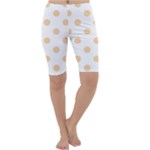 Polka Dots - Sunset Orange on White Cropped Leggings