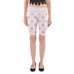 Polka Dots - Sunset Orange on White Yoga Cropped Leggings