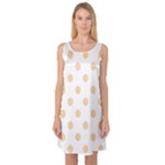 Polka Dots - Sunset Orange on White Sleeveless Satin Nightdress
