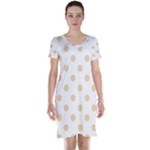 Polka Dots - Sunset Orange on White Short Sleeve Nightdress