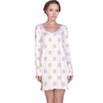 Polka Dots - Sunset Orange on White Long Sleeve Nightdress
