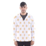 Polka Dots - Sunset Orange on White Hooded Wind Breaker (Men)
