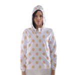 Polka Dots - Sunset Orange on White Hooded Wind Breaker (Women)