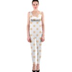 Polka Dots - Sunset Orange on White OnePiece Catsuit