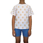 Polka Dots - Sunset Orange on White Kid s Short Sleeve Swimwear