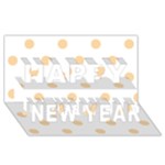 Polka Dots - Sunset Orange on White Happy New Year 3D Greeting Card (8x4)