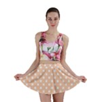 Polka Dots - White on Apricot Orange Mini Skirt