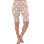 Polka Dots - White on Apricot Orange Cropped Leggings