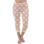 Polka Dots - White on Apricot Orange Capri Winter Leggings