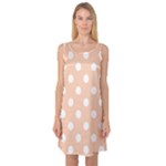 Polka Dots - White on Apricot Orange Sleeveless Satin Nightdress