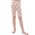Polka Dots - White on Apricot Orange Kid s Mid Length Swim Shorts