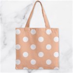 Polka Dots - White on Apricot Orange Zipper Grocery Tote Bag