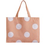 Polka Dots - White on Apricot Orange Zipper Mini Tote Bag