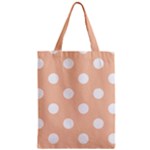 Polka Dots - White on Apricot Orange Zipper Classic Tote Bag