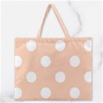 Polka Dots - White on Apricot Orange Zipper Large Tote Bag