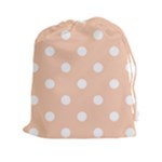 Polka Dots - White on Apricot Orange Drawstring Pouch (XXl)