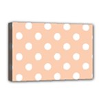 Polka Dots - White on Apricot Orange Deluxe Canvas 18  x 12  (Stretched)