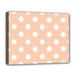 Polka Dots - White on Apricot Orange Deluxe Canvas 20  x 16  (Stretched)