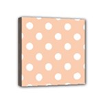 Polka Dots - White on Apricot Orange Mini Canvas 4  x 4  (Stretched)
