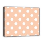 Polka Dots - White on Apricot Orange Canvas 14  x 11  (Stretched)