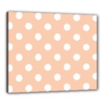 Polka Dots - White on Apricot Orange Canvas 24  x 20  (Stretched)