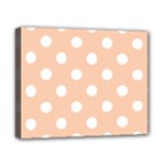 Polka Dots - White on Apricot Orange Canvas 10  x 8  (Stretched)