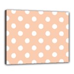 Polka Dots - White on Apricot Orange Canvas 20  x 16  (Stretched)