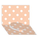Polka Dots - White on Apricot Orange Circle Bottom 3D Greeting Card (7x5)