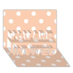 Polka Dots - White on Apricot Orange YOU ARE INVITED 3D Greeting Card (7x5)