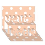 Polka Dots - White on Apricot Orange You Rock 3D Greeting Card (7x5)