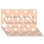 Polka Dots - White on Apricot Orange Merry Xmas 3D Greeting Card (8x4)