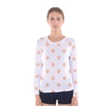 Polka Dots - Apricot Orange on White Women s Long Sleeve T-shirt