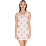Polka Dots - Apricot Orange on White Bodycon Dress